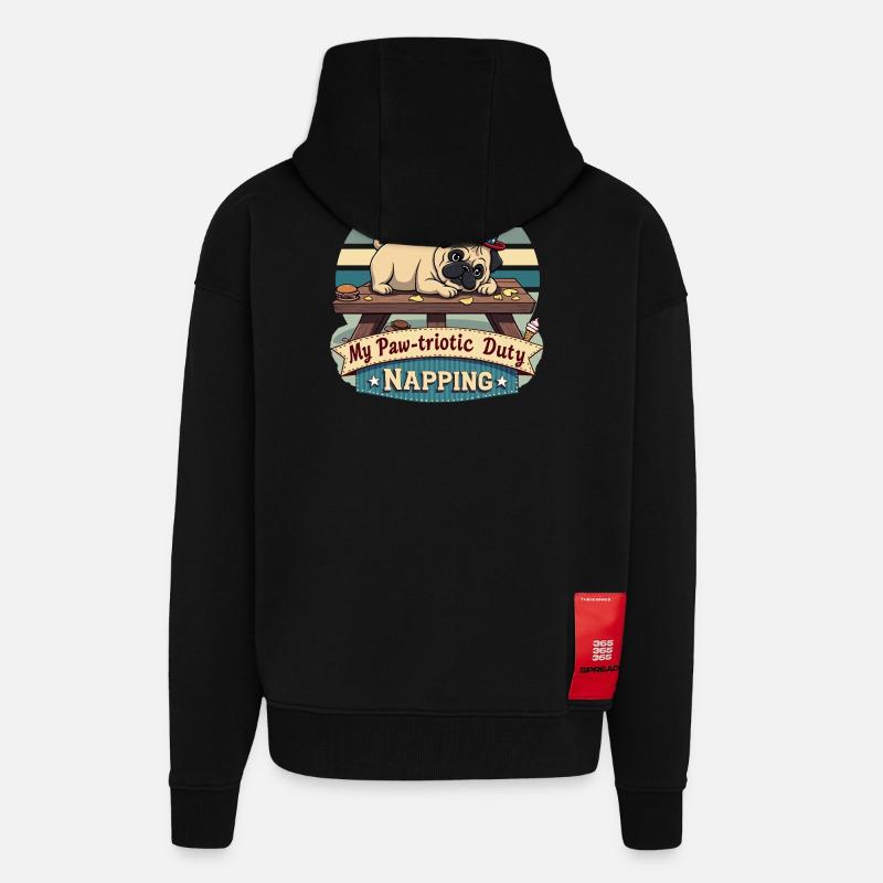 Mops Nickerchen - Zip Hoodie - made by SPREAD - SOLID BLACK