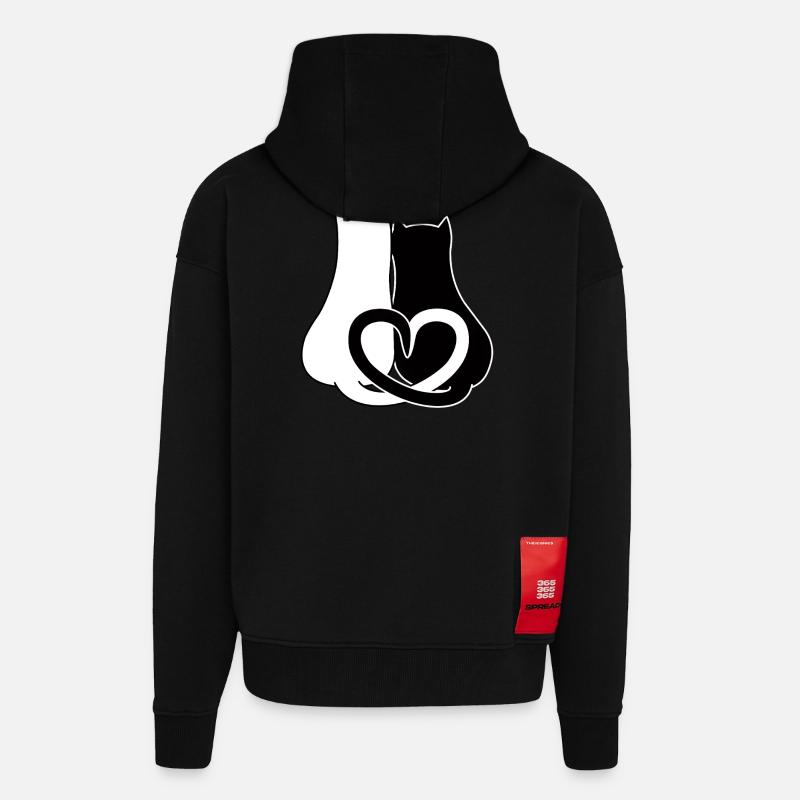 Verliebte Katzen mit Herzen - Zip Hoodie - made by SPREAD - SOLID BLACK