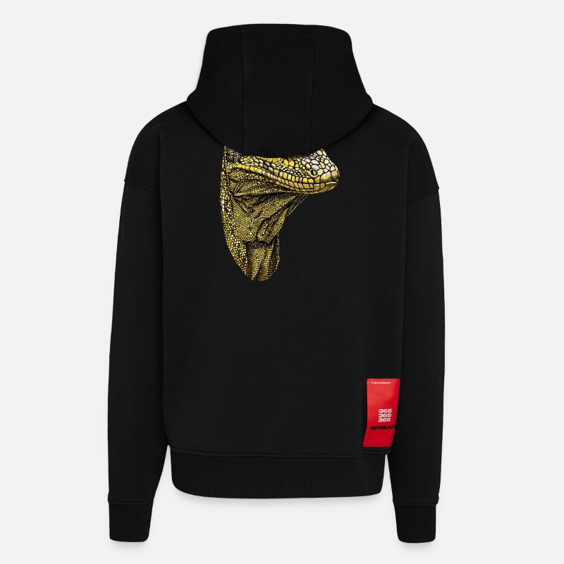 Waran Echse Reptil Komodowaran Bindenwaran Lizard - Zip Hoodie - made by SPREAD - SOLID BLACK