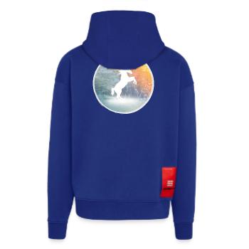 Licorne mystique dans la forêt enchantée - Veste à capuche bio épaisse oversize fabriqué en UE - Iconic Blue - Dos
