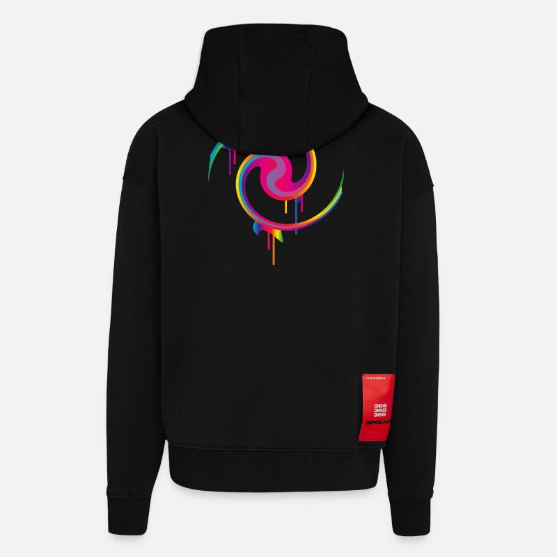 Bunter Graffiti-Farbstrudel mit Tropfeffekt - Zip Hoodie - made by SPREAD - SOLID BLACK