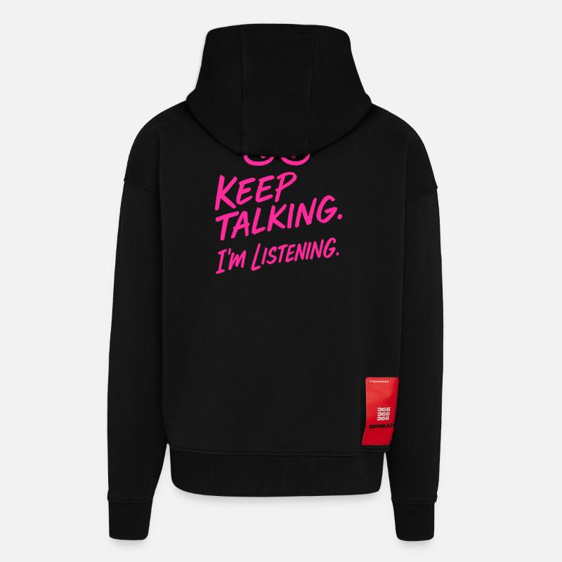 „Keep talking – Ironisches Statementshirt“ - Zip Hoodie - made by SPREAD - SOLID BLACK