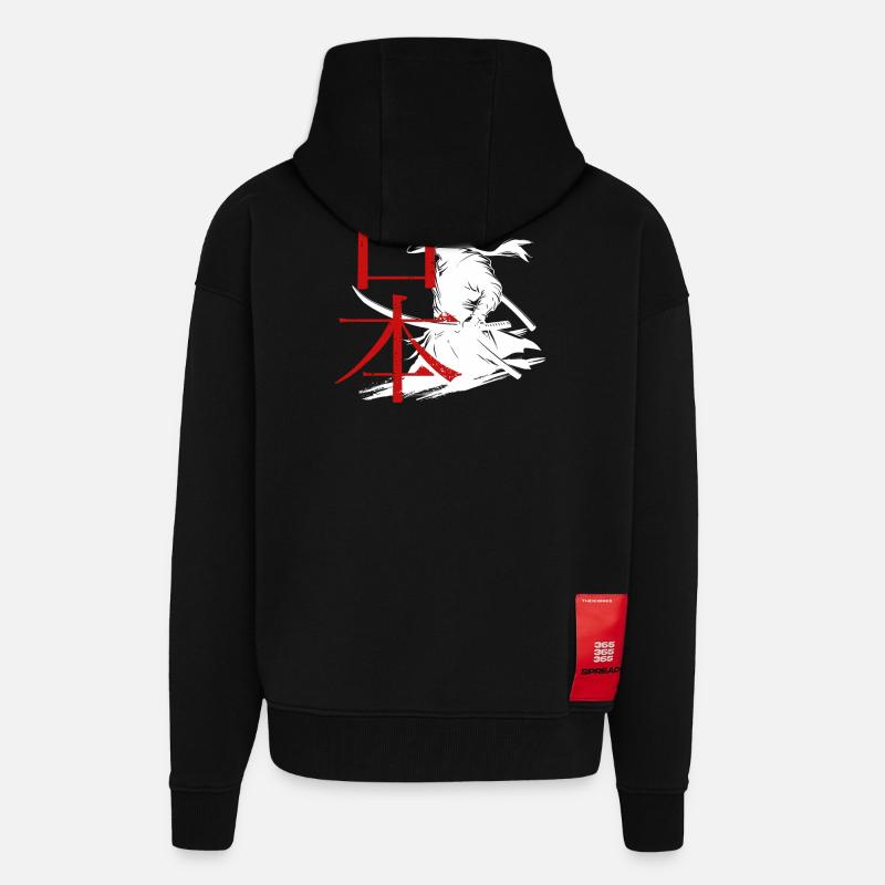 Kampfkunst-Design mit Samurai und Schriftzug - Zip Hoodie - made by SPREAD - SOLID BLACK