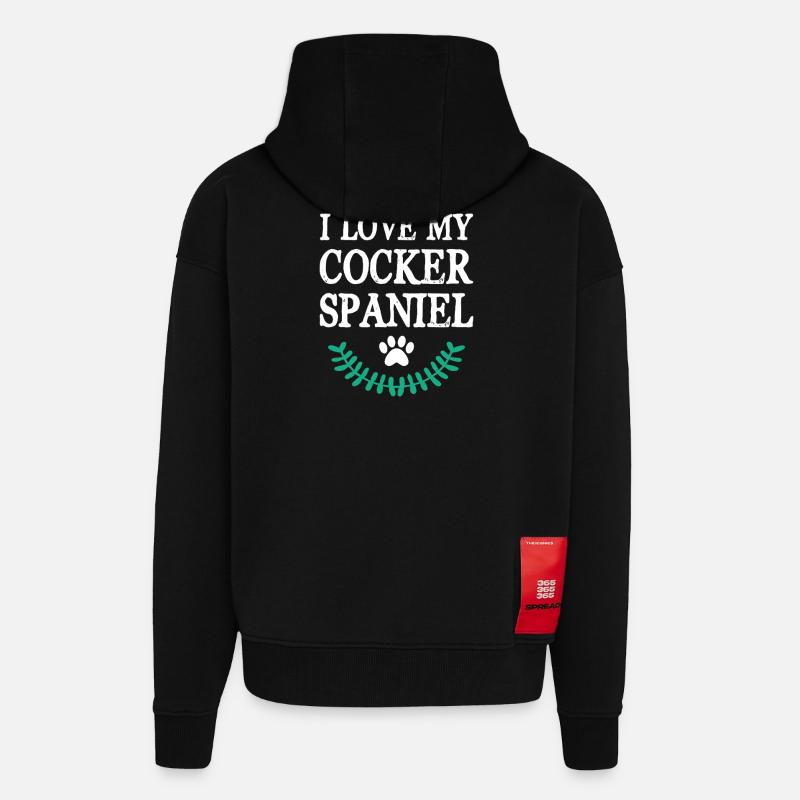 COCKER_SPANIEL - Veste à capuche bio épaisse oversize fabriqué en UE - SOLID BLACK