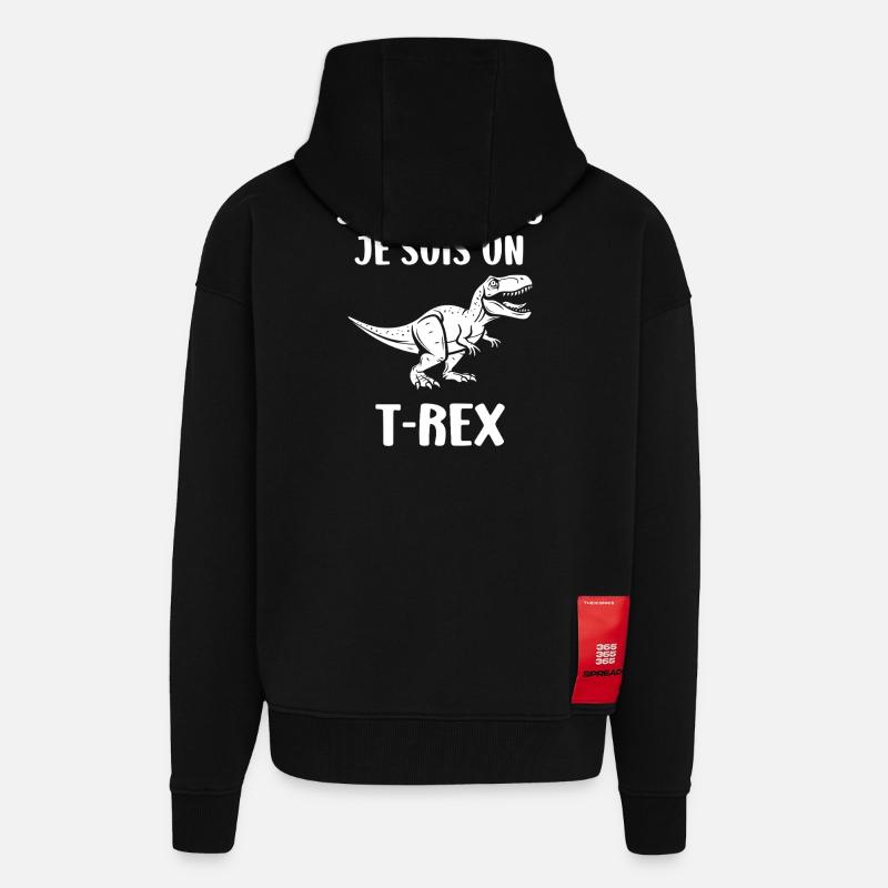 Crazy T-Rex Humorous - Zip Hoodie - made by SPREAD - SOLID BLACK
