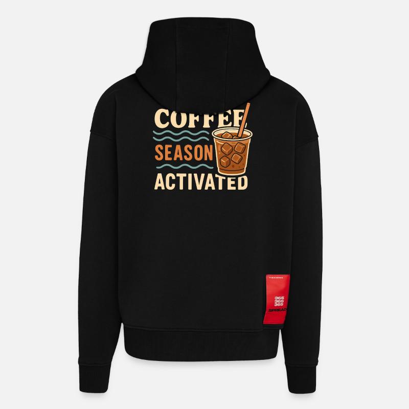Saison du café glacé - Veste à capuche bio épaisse oversize fabriqué en UE - SOLID BLACK