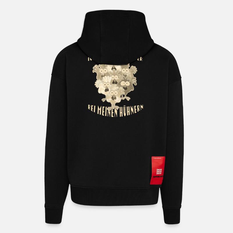 Dicton de poulets - Veste à capuche bio épaisse oversize fabriqué en UE - SOLID BLACK