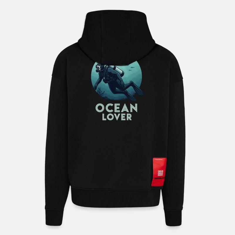 Ocean Lover Taucher - Zip Hoodie - made by SPREAD - SOLID BLACK