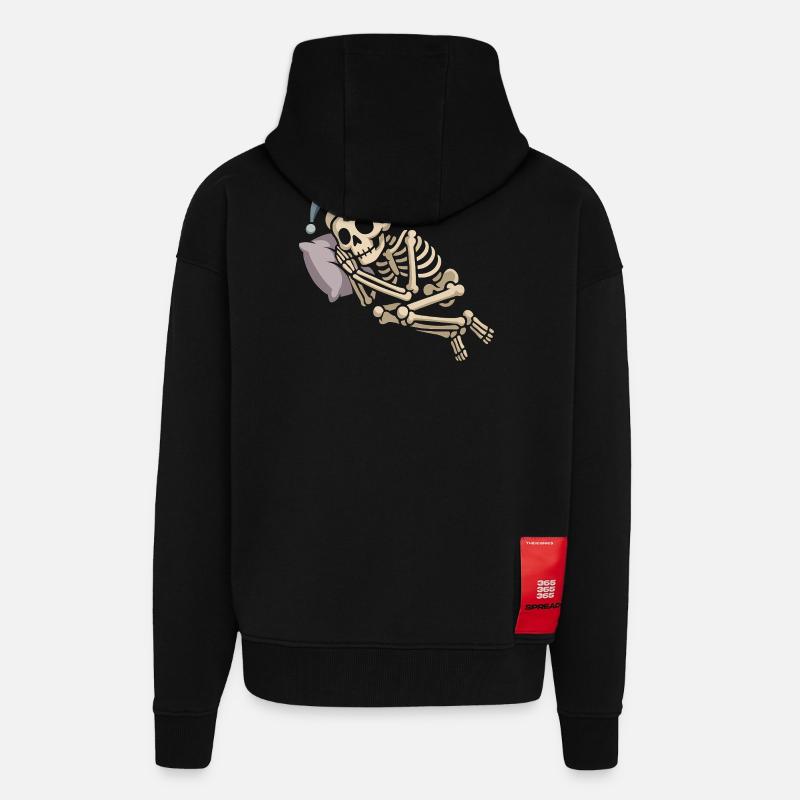 Skeleton with Santa hat - Zip Hoodie - made by SPREAD - SOLID BLACK