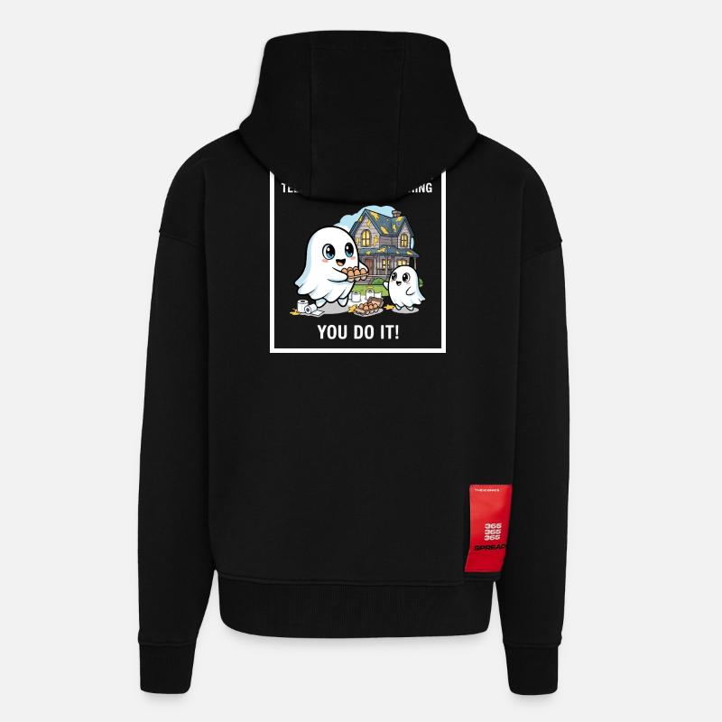 My favorite ghost - Zip Hoodie - made by SPREAD - SOLID BLACK