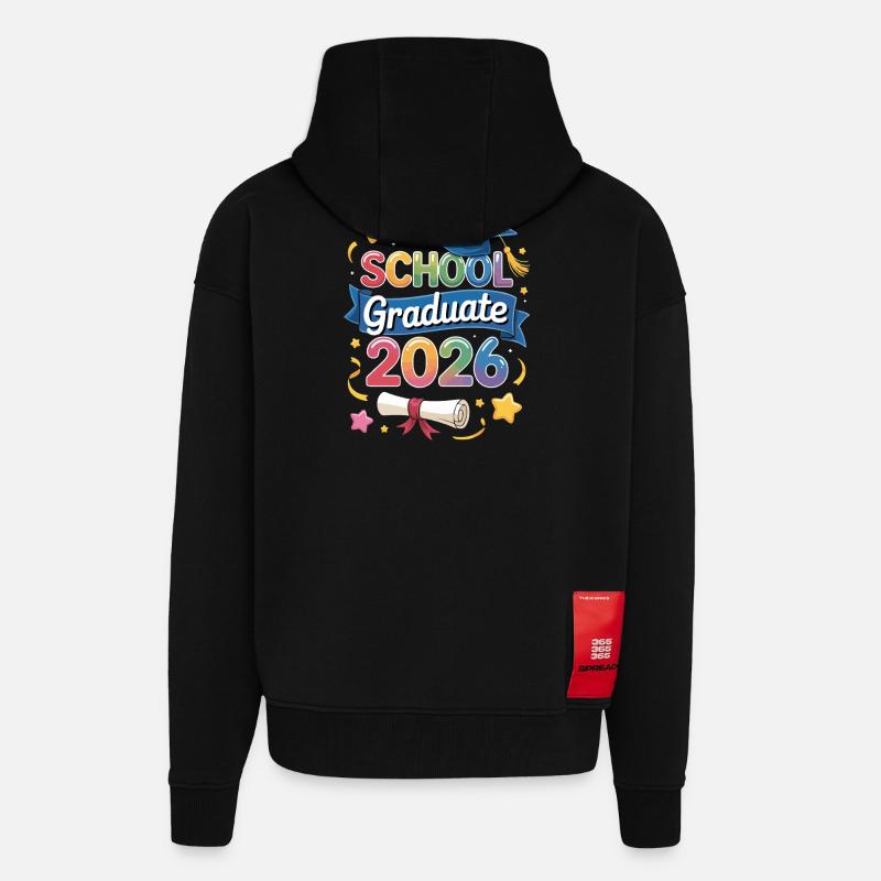 Diplômé de l’école 2026 Design - Veste à capuche bio épaisse oversize fabriqué en UE - SOLID BLACK