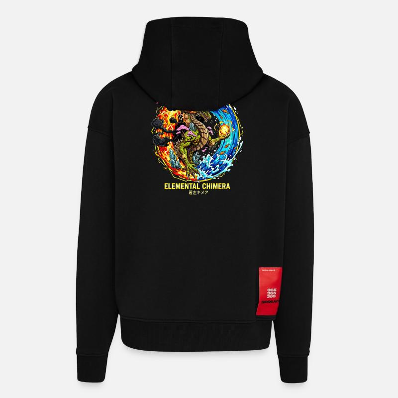Elemental Chimera | Drache der 3 Elemente - Zip Hoodie - made by SPREAD - SOLID BLACK