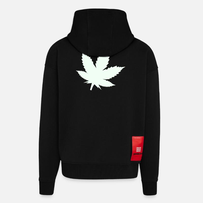 Cannabis Leaf Silhouette Mint - Zip Hoodie - made by SPREAD - SOLID BLACK