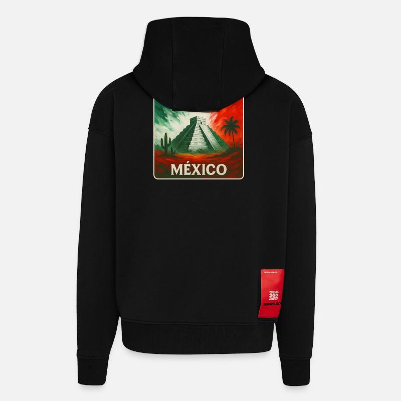 Mexiko Pyramiden Design - Zip Hoodie - made by SPREAD - SOLID BLACK