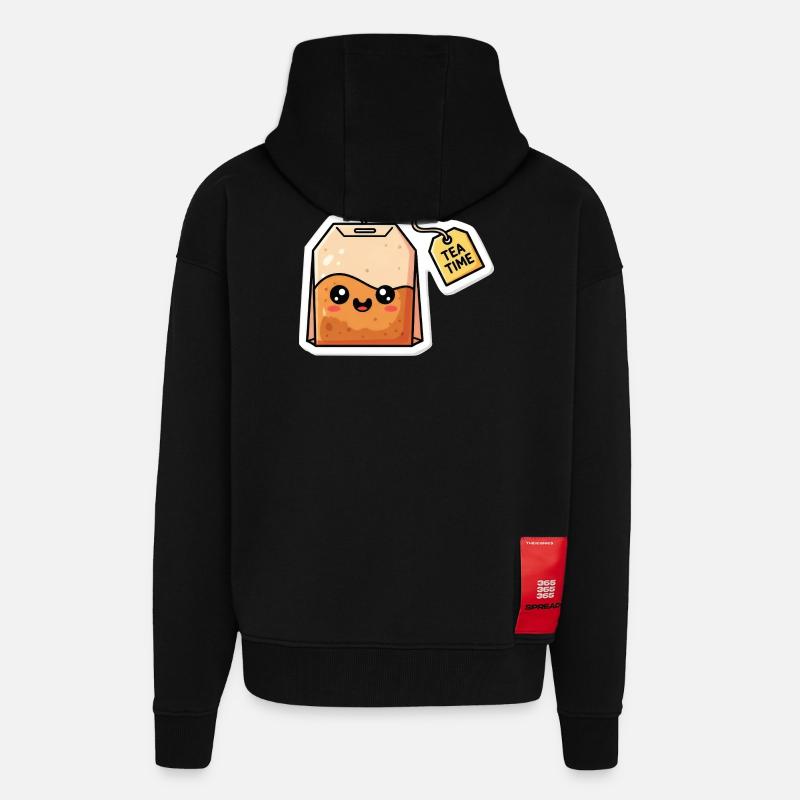 Kawaii Teebeutel Tea Time - Zip Hoodie - made by SPREAD - SOLID BLACK