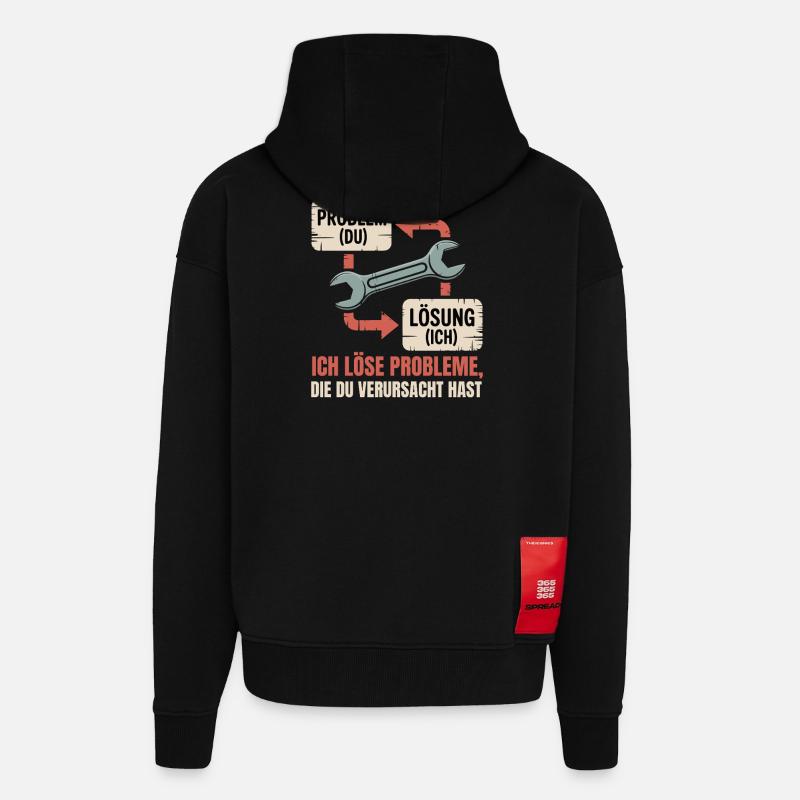 Handwerker Problemlöser Spruch - Zip Hoodie - made by SPREAD - SOLID BLACK