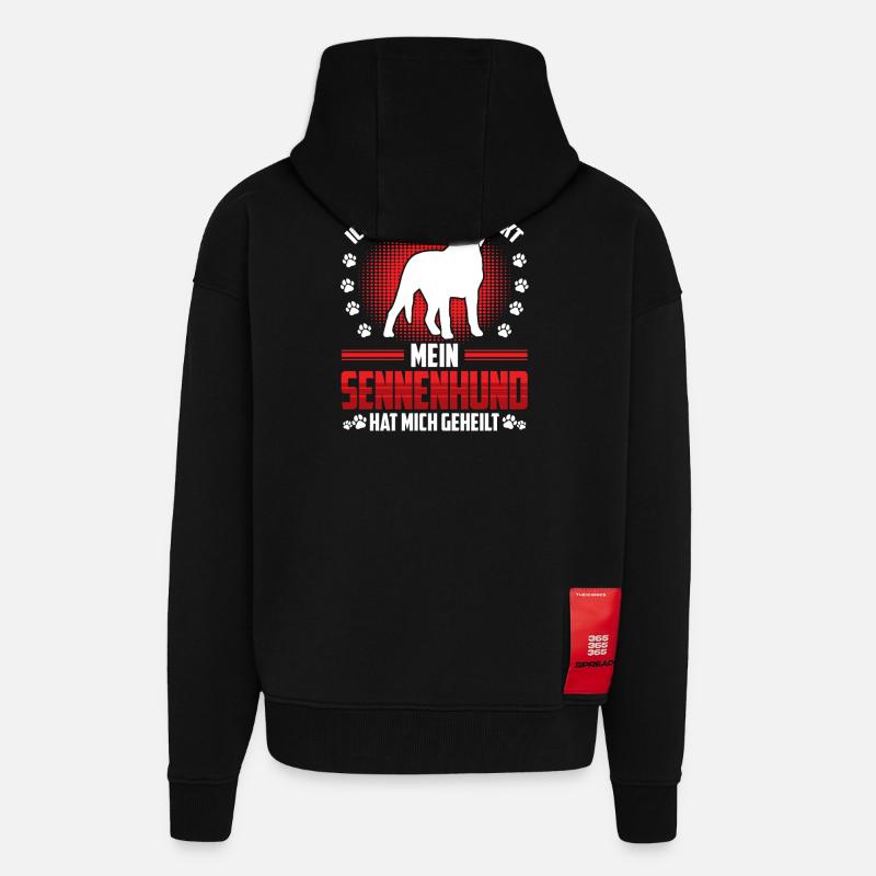 Bouvier Heals Me Bouvier Suisse - Veste à capuche bio épaisse oversize fabriqué en UE - SOLID BLACK