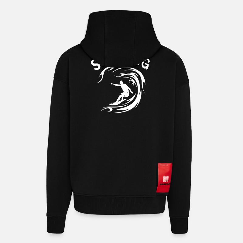 Surfing Wave Surfer Design - Zip Hoodie - made by SPREAD - SOLID BLACK