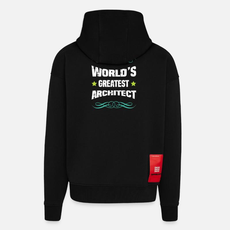 Le meilleur architecte du monde - Veste à capuche bio épaisse oversize fabriqué en UE - SOLID BLACK