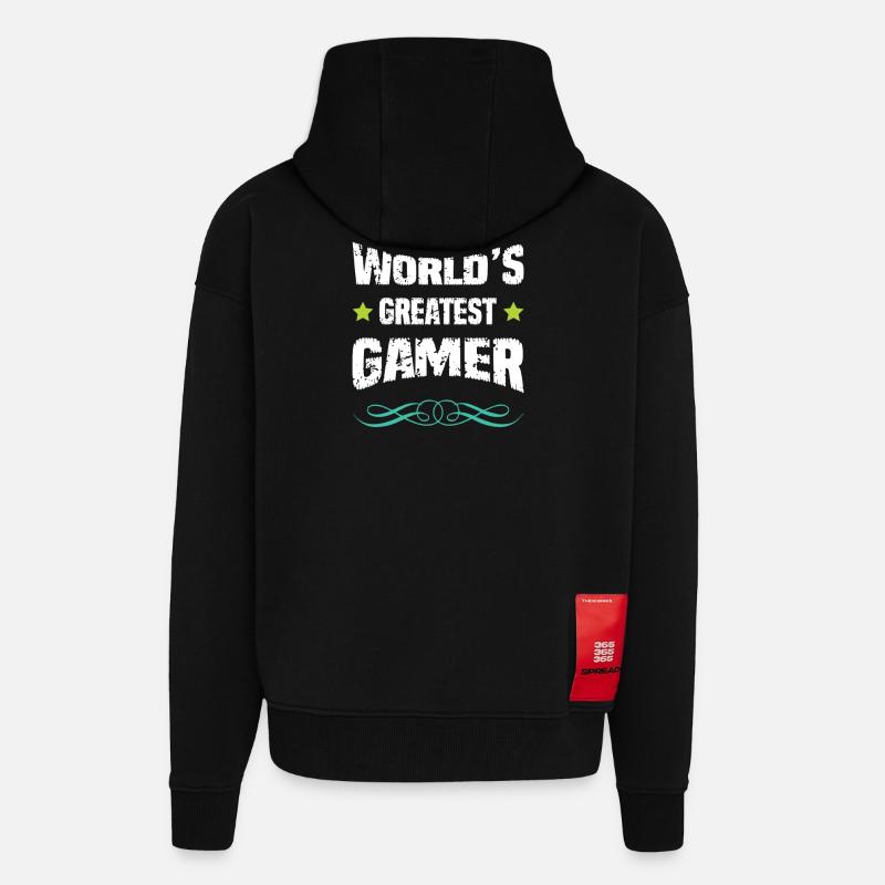 Weltbester Gamer – Distressed Design - Zip Hoodie - made by SPREAD - SOLID BLACK