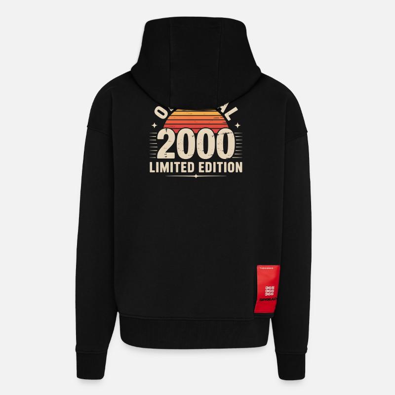 Sunset Retro 2000 Édition Limitée - Veste à capuche bio épaisse oversize fabriqué en UE - SOLID BLACK