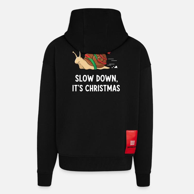 Slow Down Christmas Snail - Zip Hoodie - made by SPREAD - SOLID BLACK