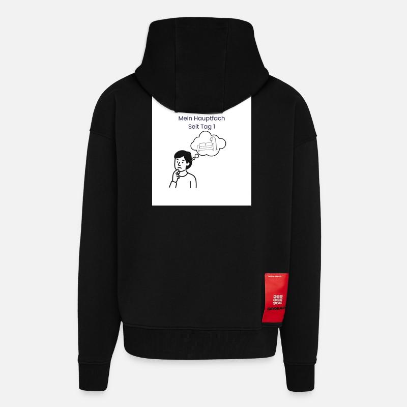 Procrastination : Majeure depuis le jour 1 - Veste à capuche bio épaisse oversize fabriqué en UE - SOLID BLACK
