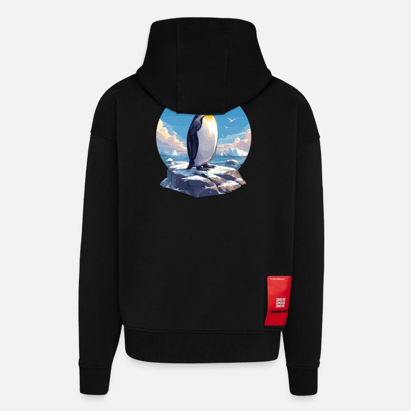 Penguins Penguin - Zip Hoodie - made by SPREAD - SOLID BLACK