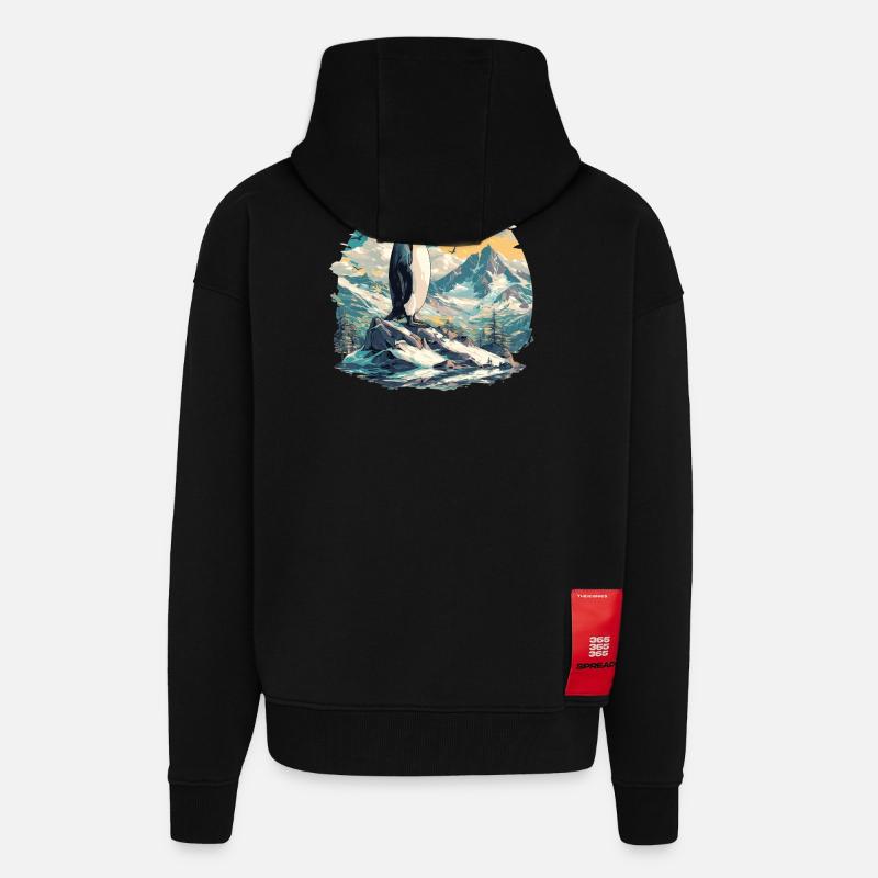 Penguins Penguin - Zip Hoodie - made by SPREAD - SOLID BLACK