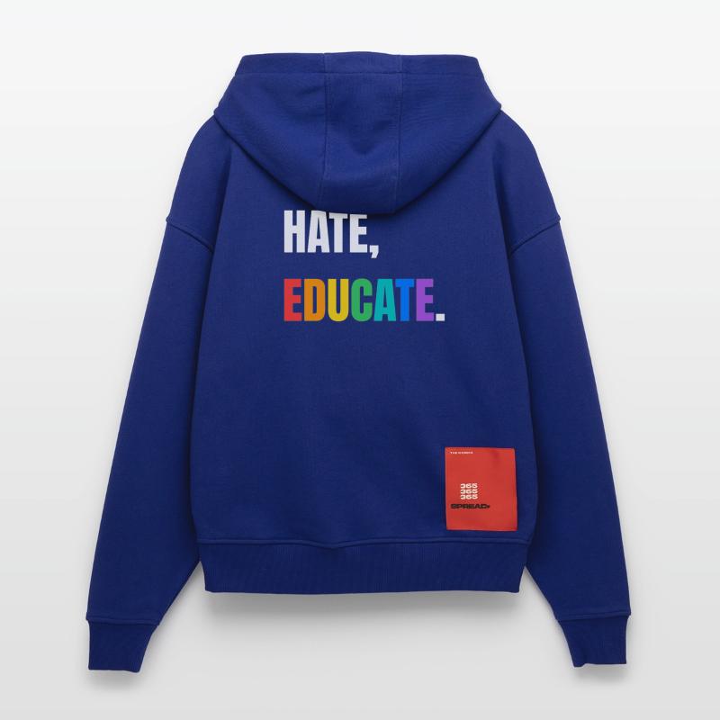 Dont Hate Educate Regenbogen Schrift Zip Hoodie - made by SPREAD
