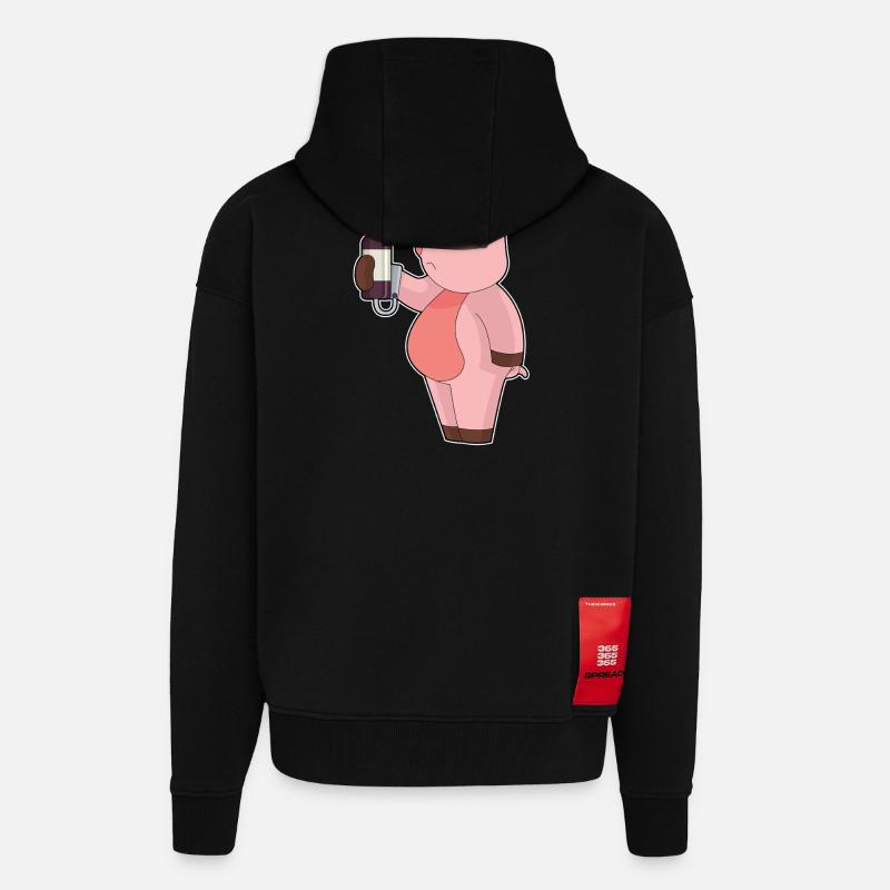 Pork Bottle Red Wine - Zip Hoodie - made by SPREAD - SOLID BLACK