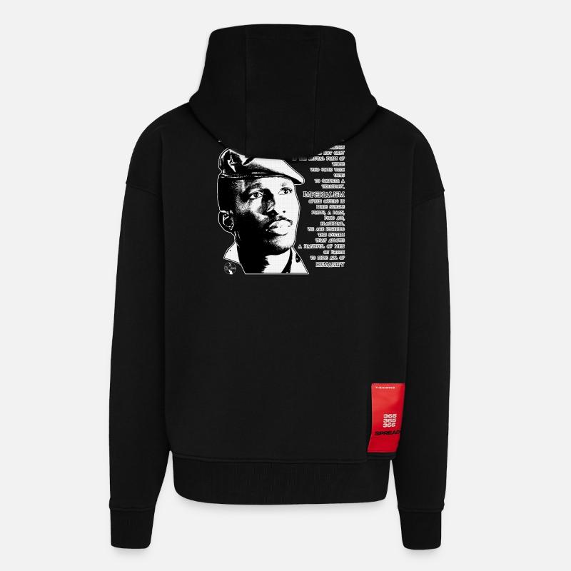 Thomas Sankara : l’impérialisme - Veste à capuche bio épaisse oversize fabriqué en UE - SOLID BLACK