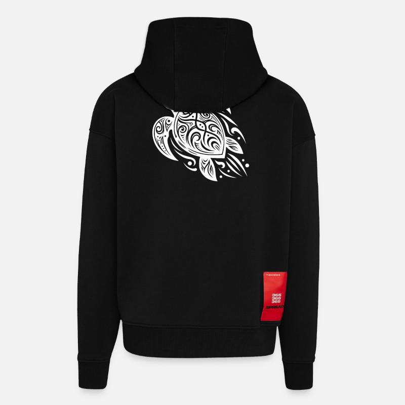 Tradition meets modern turtle tattoo - Zip Hoodie - made by SPREAD - SOLID BLACK
