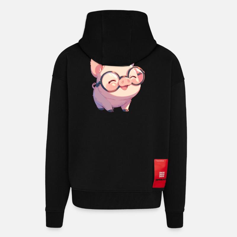 Schweine Schwein - Zip Hoodie - made by SPREAD - SOLID BLACK