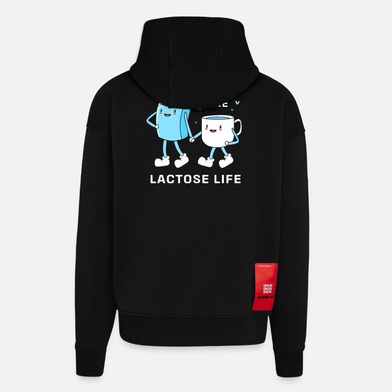 Flatulence au lactose au lait - Veste à capuche bio épaisse oversize fabriqué en UE - SOLID BLACK