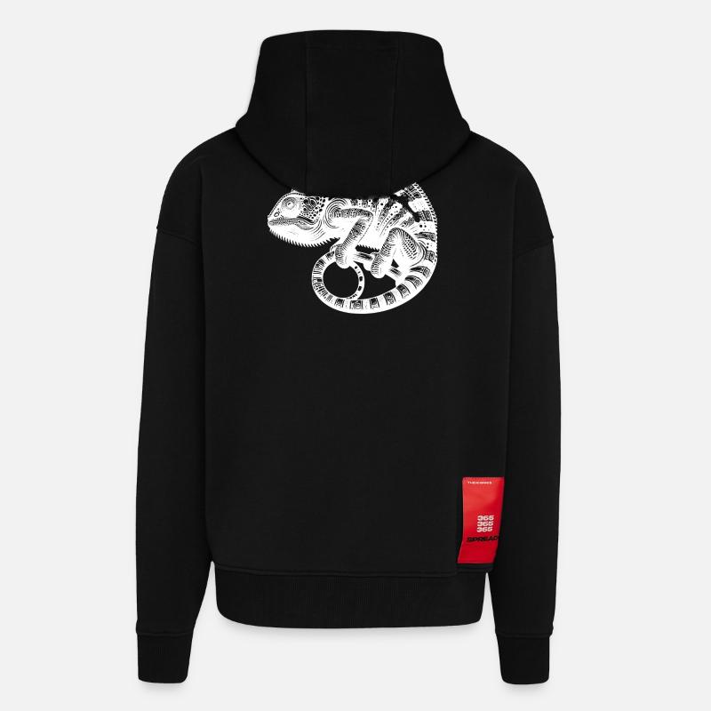 Süsses Chamäleon im Tarnmodus - Zip Hoodie - made by SPREAD - SOLID BLACK