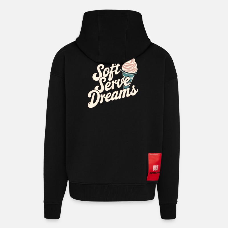 Soft Serve Dreams – Glace rétro - Veste à capuche bio épaisse oversize fabriqué en UE - SOLID BLACK