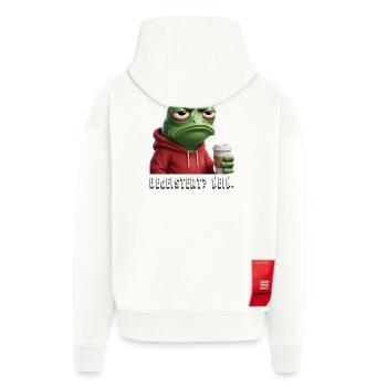 Müder Frosch Spruch Ich bin wach, begeistert? Nein - Zip Hoodie - made by SPREAD - SOLID BLACK - Hinten