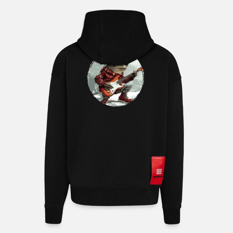 Guitare de Noël Frog - Veste à capuche bio épaisse oversize fabriqué en UE - SOLID BLACK
