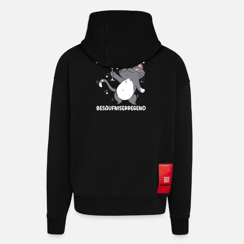 La situation est ivre, chat - Veste à capuche bio épaisse oversize fabriqué en UE - SOLID BLACK