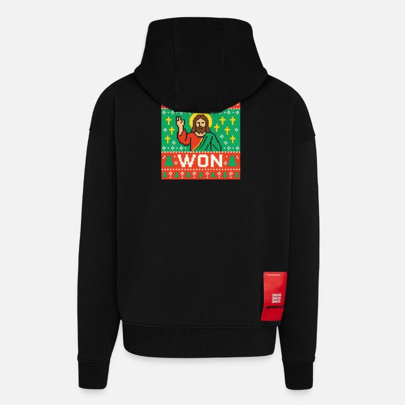Jesus Won hässlicher Weihnachtspullover-Stil, christlich - Zip Hoodie - made by SPREAD - SOLID BLACK