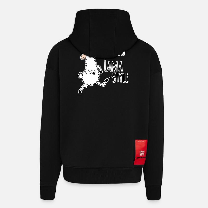 Jogging - style lama ! Idiot mais rapide ! - Veste à capuche bio épaisse oversize fabriqué en UE - SOLID BLACK