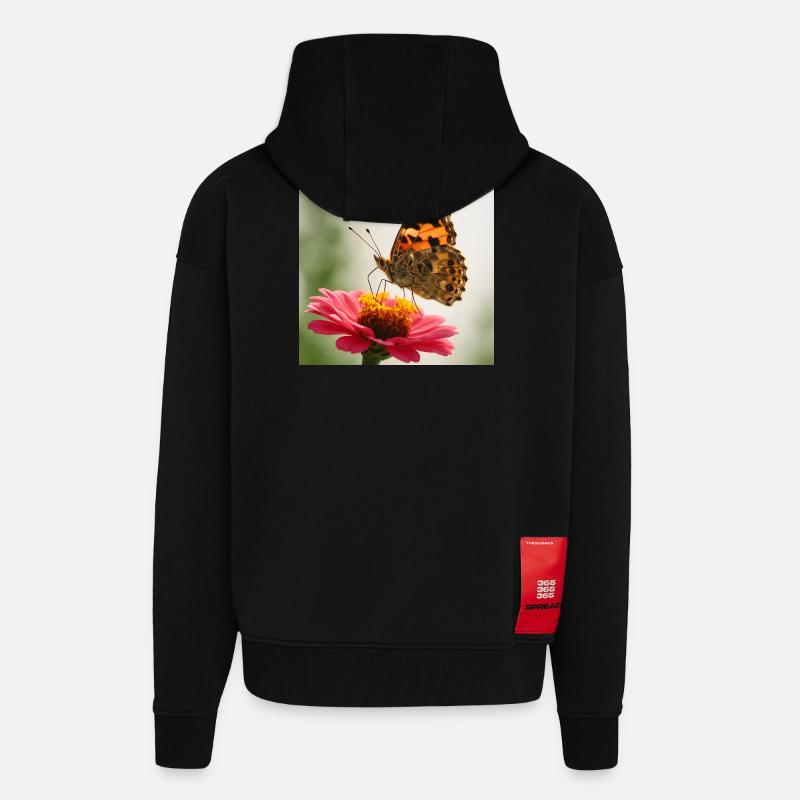 Schmetterling auf einer rosa Blume - Zip Hoodie - made by SPREAD - SOLID BLACK