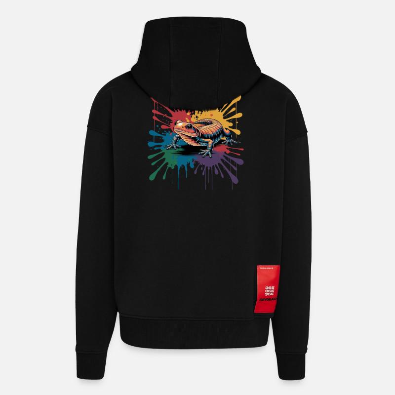  Bunter Salamander Mit Farbklecks Splash Für - Zip Hoodie - made by SPREAD - SOLID BLACK