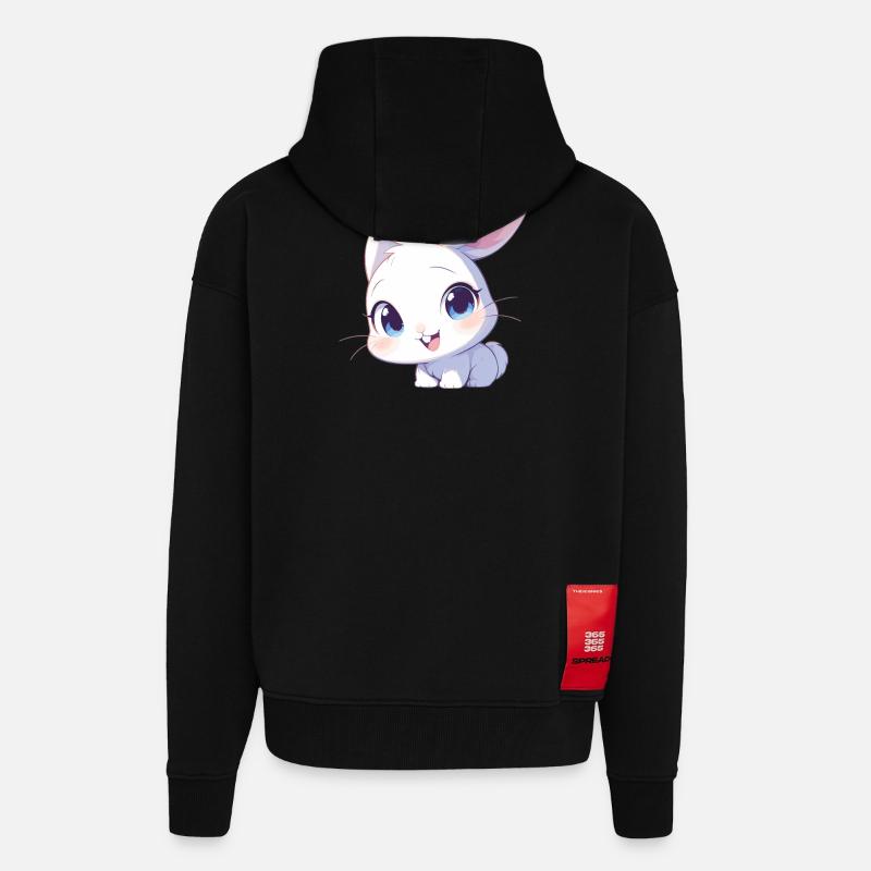 Lapin Lapin - Veste à capuche bio épaisse oversize fabriqué en UE - SOLID BLACK