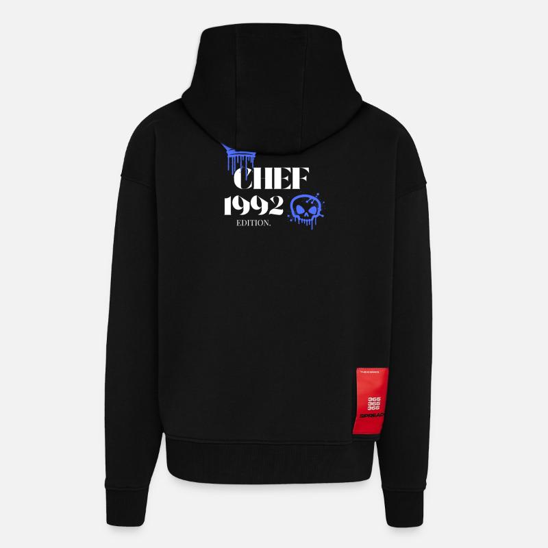 Édition Chef 1992 33e anniversaire Déclaration - Veste à capuche bio épaisse oversize fabriqué en UE - SOLID BLACK