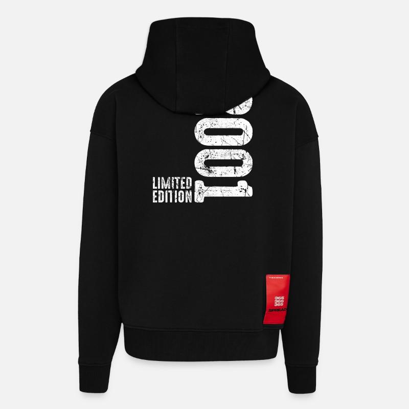 2001 Édition limitée – 25e anniversaire 2001 - Veste à capuche bio épaisse oversize fabriqué en UE - SOLID BLACK