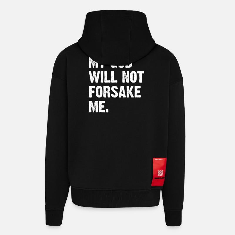 Mon Dieu ne m’abandonnera pas - Veste à capuche bio épaisse oversize fabriqué en UE - SOLID BLACK