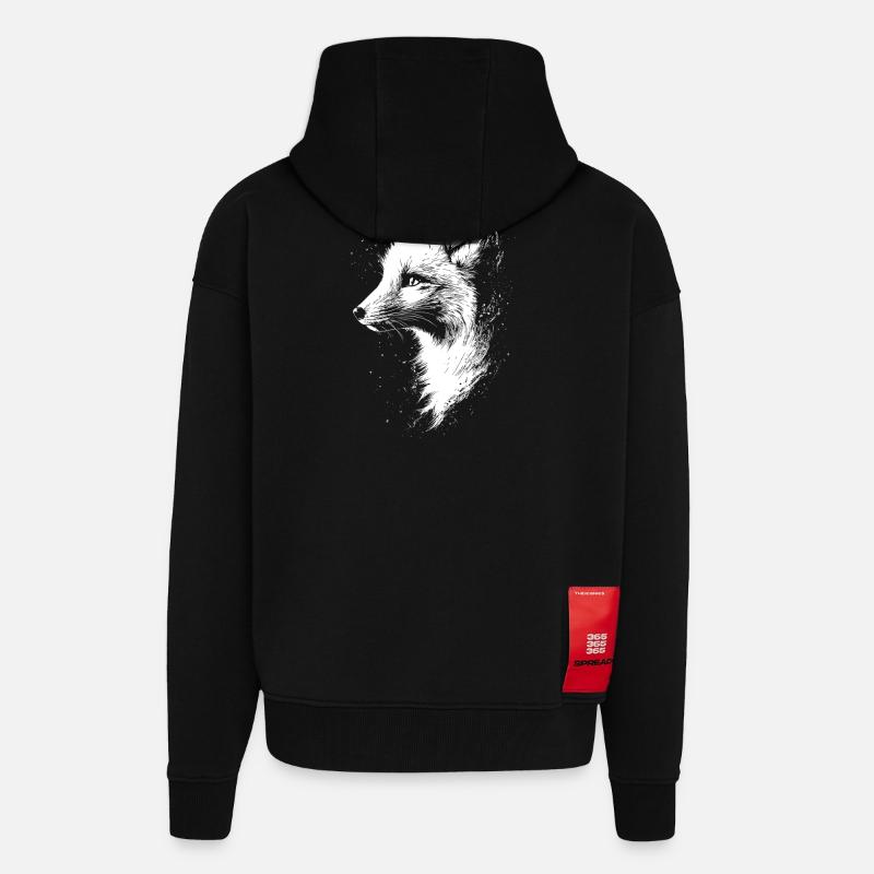 Polarfuchs Schneefuchs Eisfuchs Süßer Weißer Fuchs - Zip Hoodie - made by SPREAD - SOLID BLACK