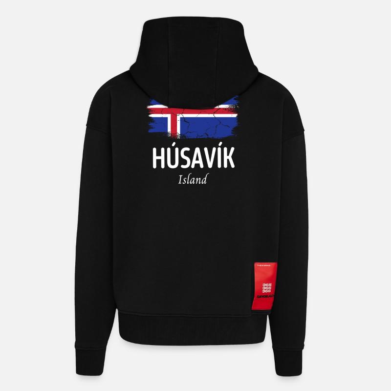 húsavík - Veste à capuche bio épaisse oversize fabriqué en UE - SOLID BLACK